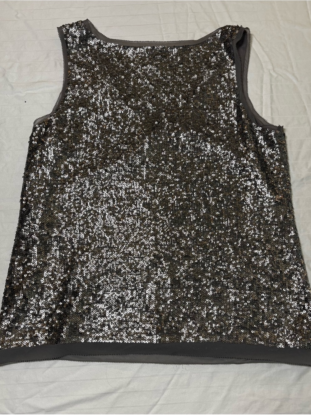 Talbots Petite 8 Sequined Tank Top sheath - Silver Sparkle